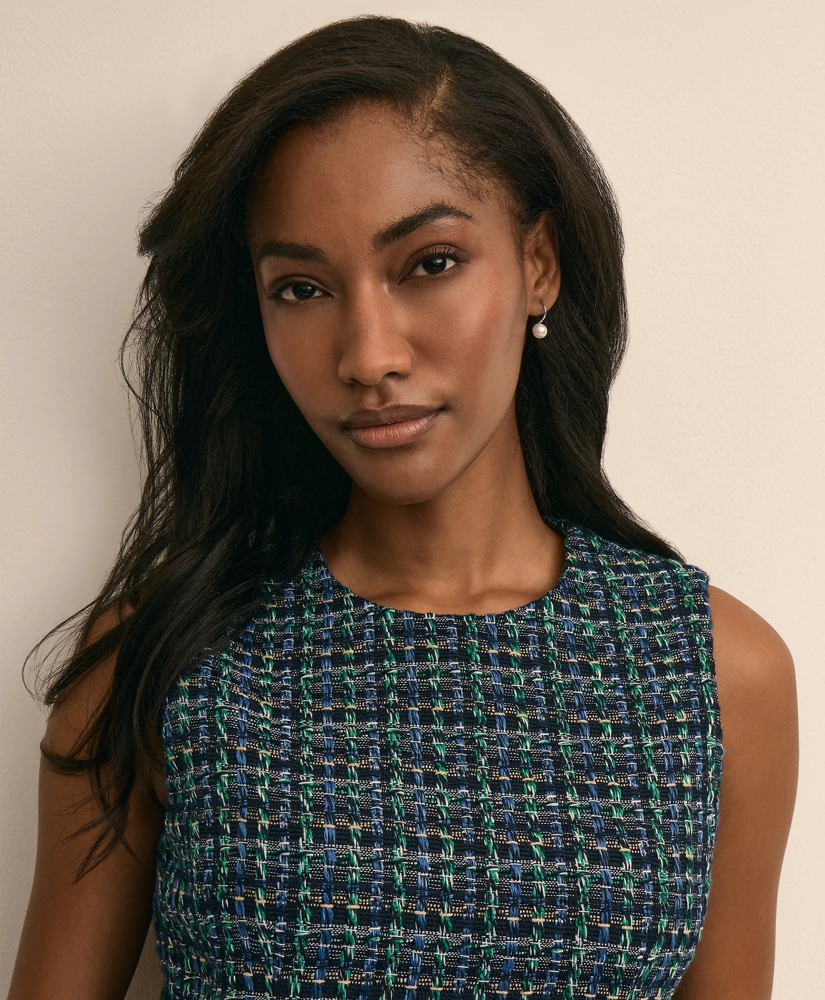 Boucle Plaid Sleeveless Sheath Dress, image 3