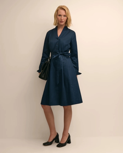 Supima&reg; Cotton Belted Mock-Neck Shirt Dress, image 1