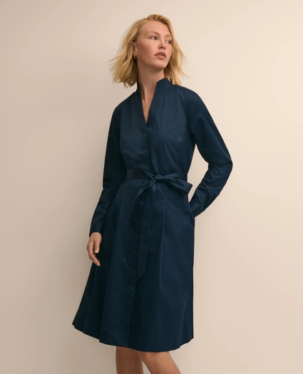 Supima&reg; Cotton Belted Mock-Neck Shirt Dress, image 2