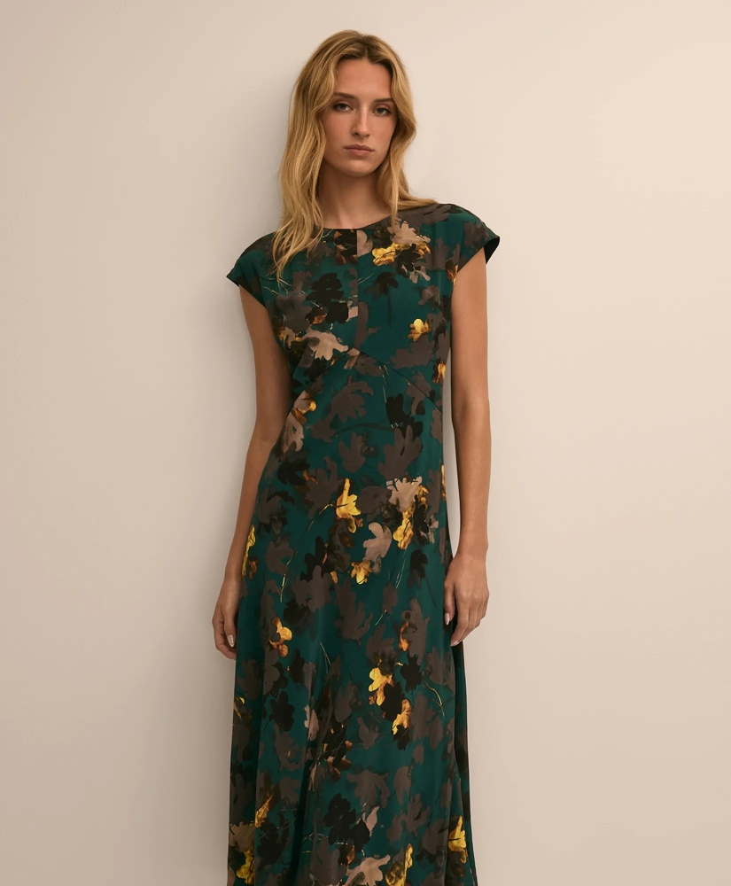 Leaf Motif Cap Sleeve Dress, image 2