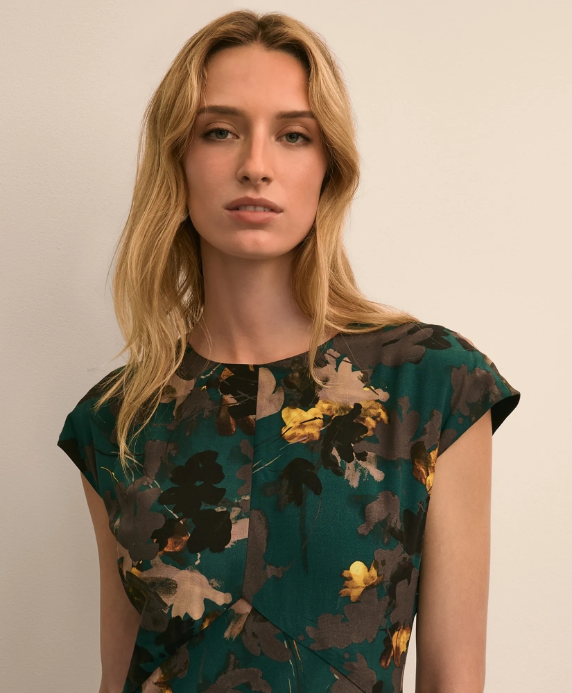Leaf Motif Cap Sleeve Dress, image 3