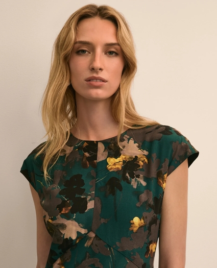 Leaf Motif Cap Sleeve Dress, image 3