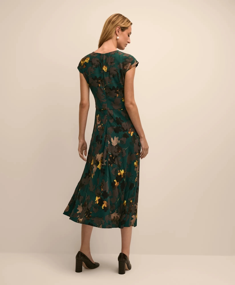Leaf Motif Cap Sleeve Dress, image 4