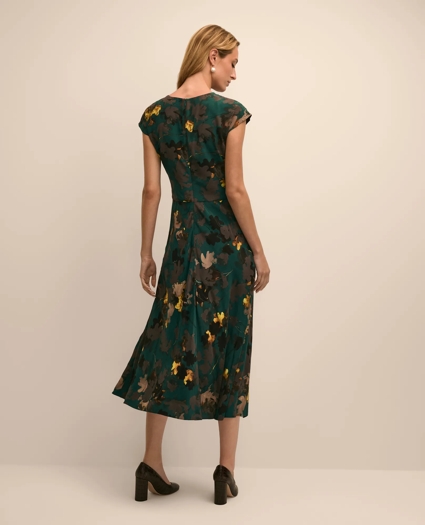 Leaf Motif Cap Sleeve Dress, image 4