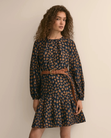 Textured-Effect Print Belted Shirtdress, image 4