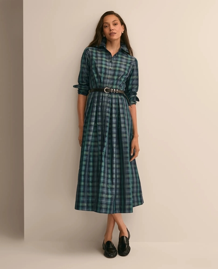 Black Watch Taffeta Pleated Shirtdress, image 1