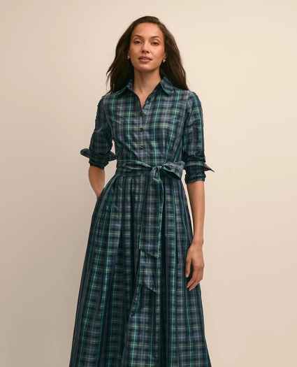 Black Watch Taffeta Pleated Shirtdress, image 2