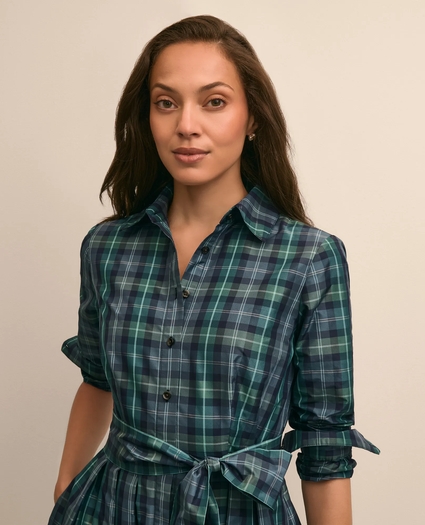 Black Watch Taffeta Pleated Shirtdress, image 3