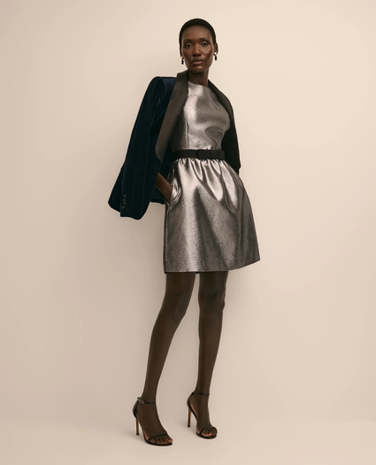 Cotton-Blend Metallic Grosgrain-Bow Dress, image 1