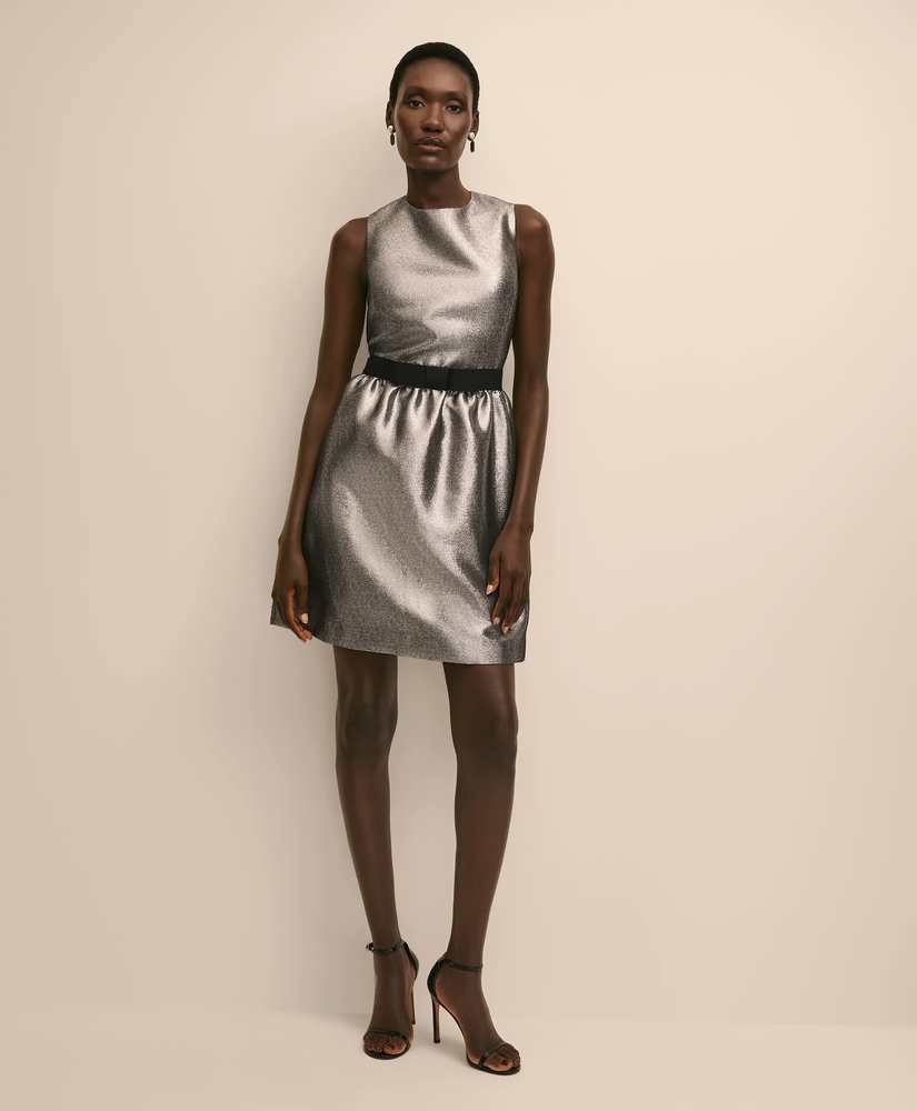 Cotton-Blend Metallic Grosgrain-Bow Dress, image 2