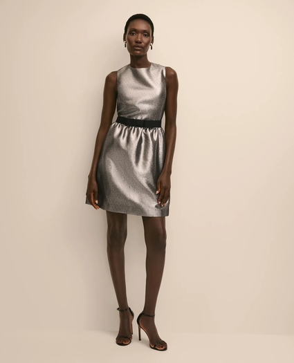 Cotton-Blend Metallic Grosgrain-Bow Dress, image 2