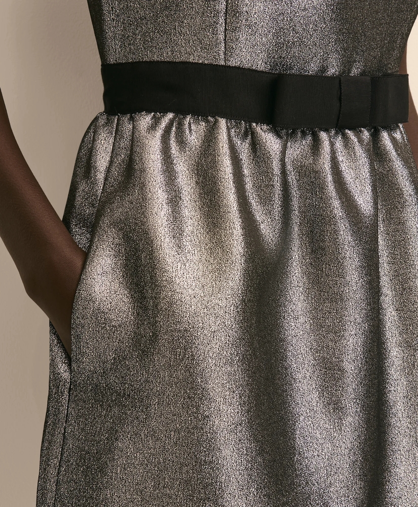 Cotton-Blend Metallic Grosgrain-Bow Dress, image 4