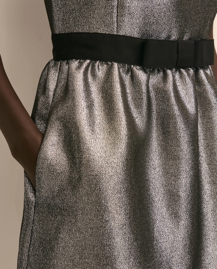 Cotton-Blend Metallic Grosgrain-Bow Dress, image 4
