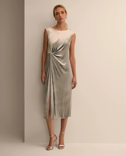 Silk Blend Velvet Waist-Knot Dress, image 1