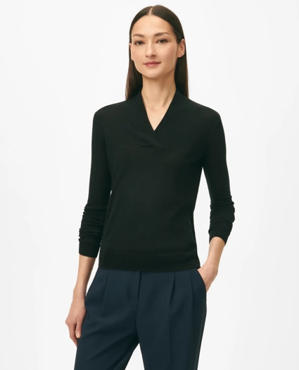 Silk-Cashmere Shawl-Collar Sweater, image 1