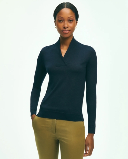 Silk-Cashmere Shawl-Collar Sweater, image 1