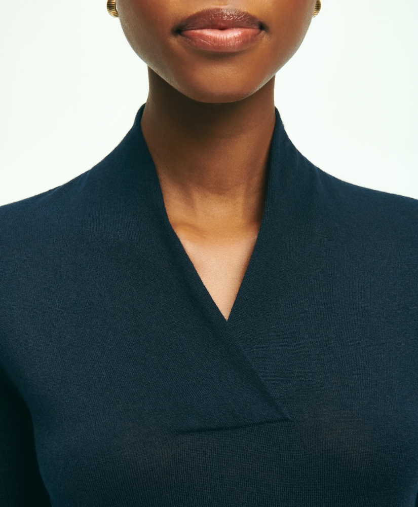Silk-Cashmere Shawl-Collar Sweater, image 3