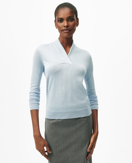 Silk-Cashmere Shawl-Collar Sweater, image 1