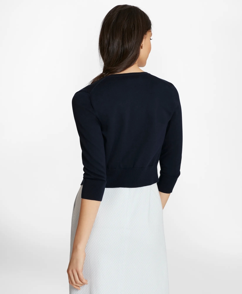 Supima® Cotton Cropped Cardigan, image 3