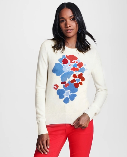 Floral-Patterned Silk-Cashmere Sweater, image 1