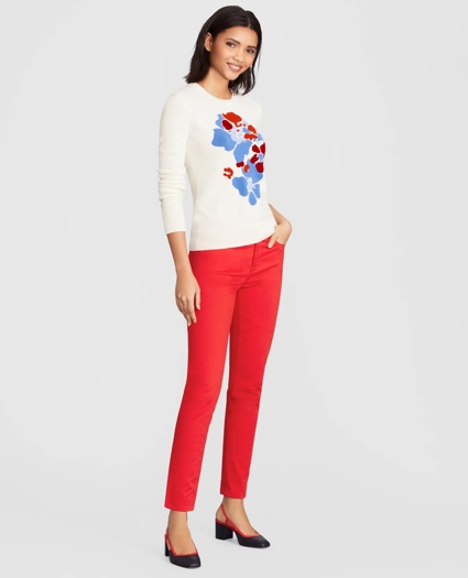 Floral-Patterned Silk-Cashmere Sweater, image 2