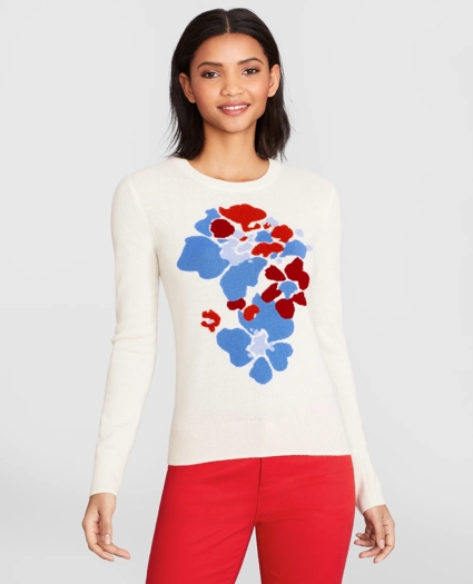 Floral-Patterned Silk-Cashmere Sweater, image 3
