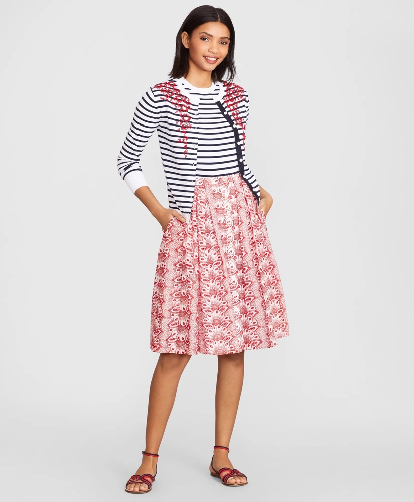 Floral-Beaded Striped Cardigan, image 2