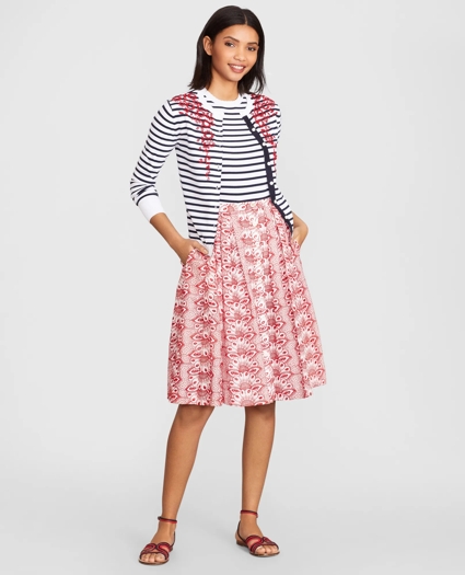 Floral-Beaded Striped Cardigan, image 2