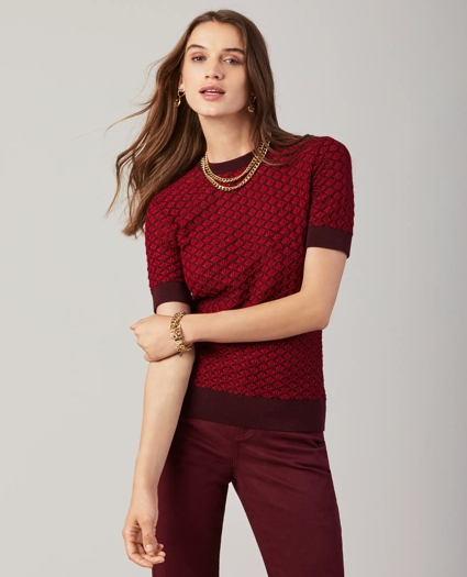 Textured Short-Sleeve Sweater, image 3