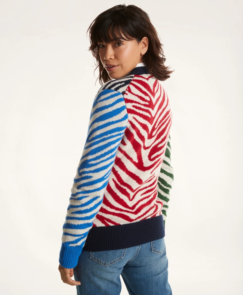 Year of the Tiger Merino Wool Tiger Stripe Intarsia Cardigan, image 3