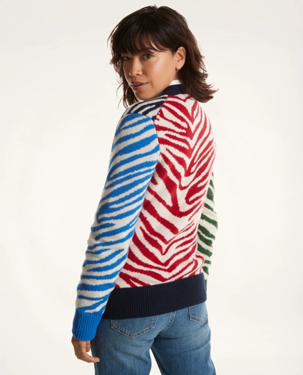 Year of the Tiger Merino Wool Tiger Stripe Intarsia Cardigan, image 3