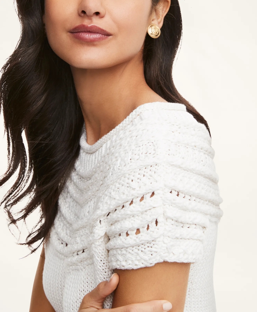 Cotton Linen Pointelle Roll Neck Sweater, image 3