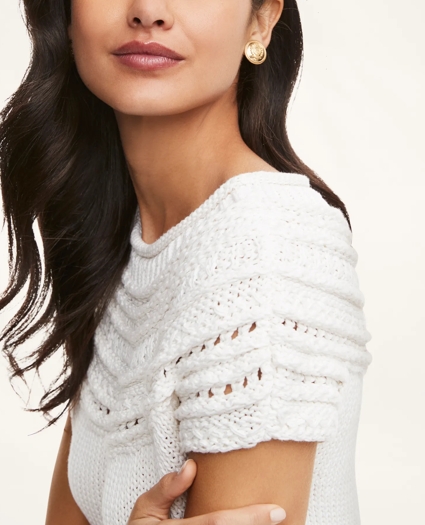 Cotton Linen Pointelle Roll Neck Sweater, image 3