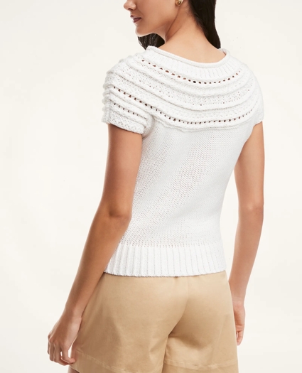 Cotton Linen Pointelle Roll Neck Sweater, image 4