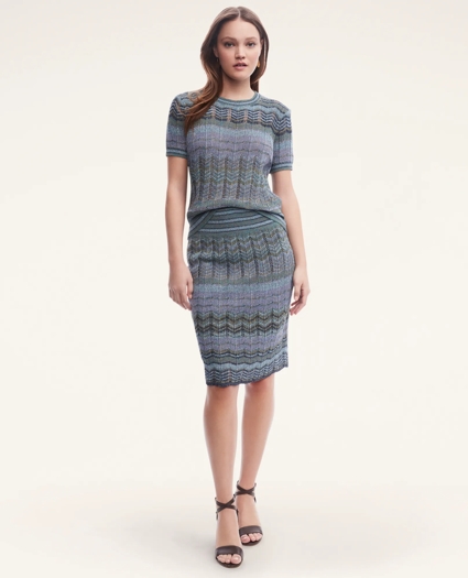 Cotton Blend Knit Short Sleeve Sweater, image 2