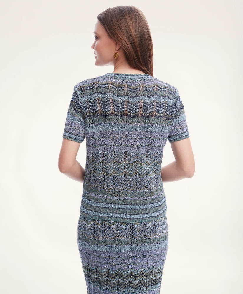 Cotton Blend Knit Short Sleeve Sweater, image 3