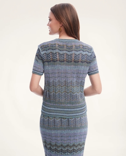 Cotton Blend Knit Short Sleeve Sweater, image 3
