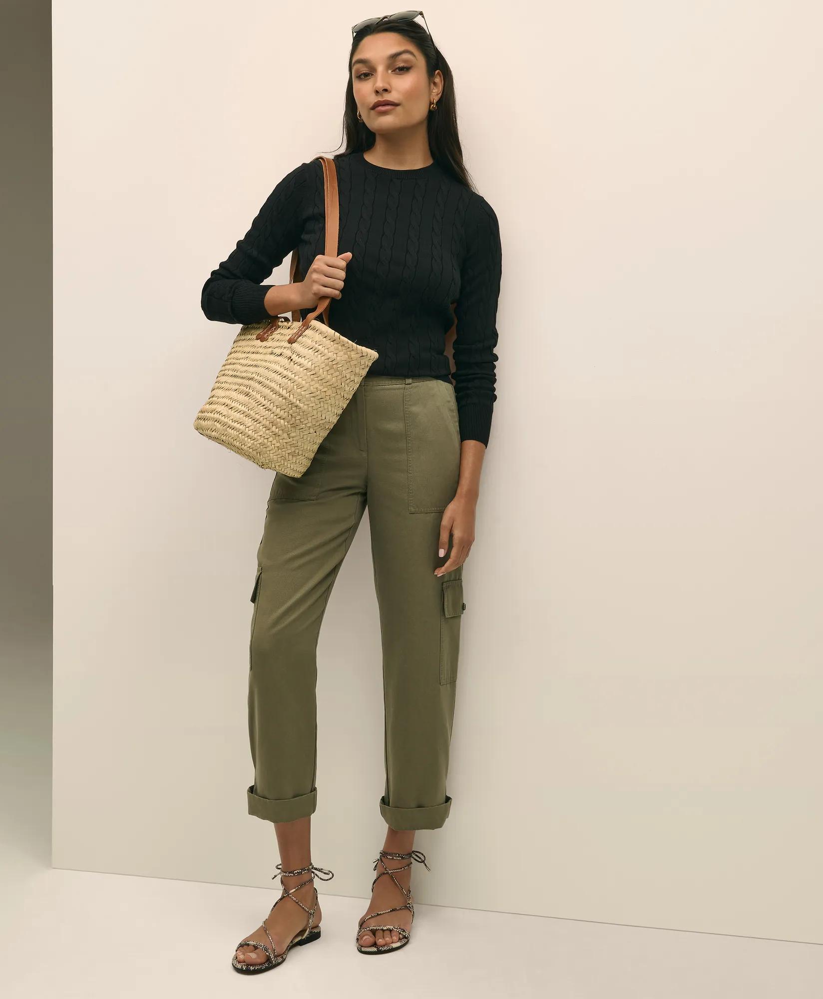 Supima Cotton Cable Crewneck Sweater