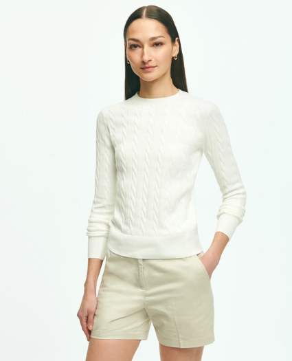 Supima® Cotton Cable Crewneck Sweater, image 1