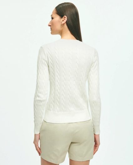 Supima® Cotton Cable Crewneck Sweater, image 2