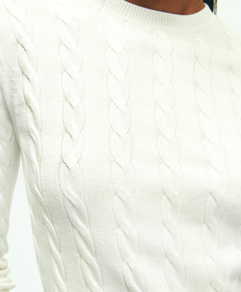 Supima® Cotton Cable Crewneck Sweater, image 3