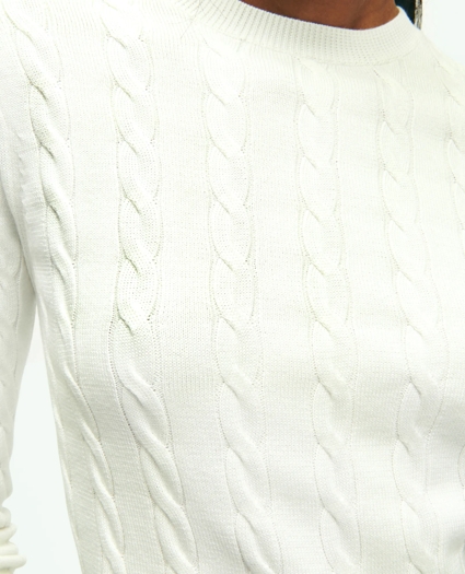 Supima® Cotton Cable Crewneck Sweater, image 3