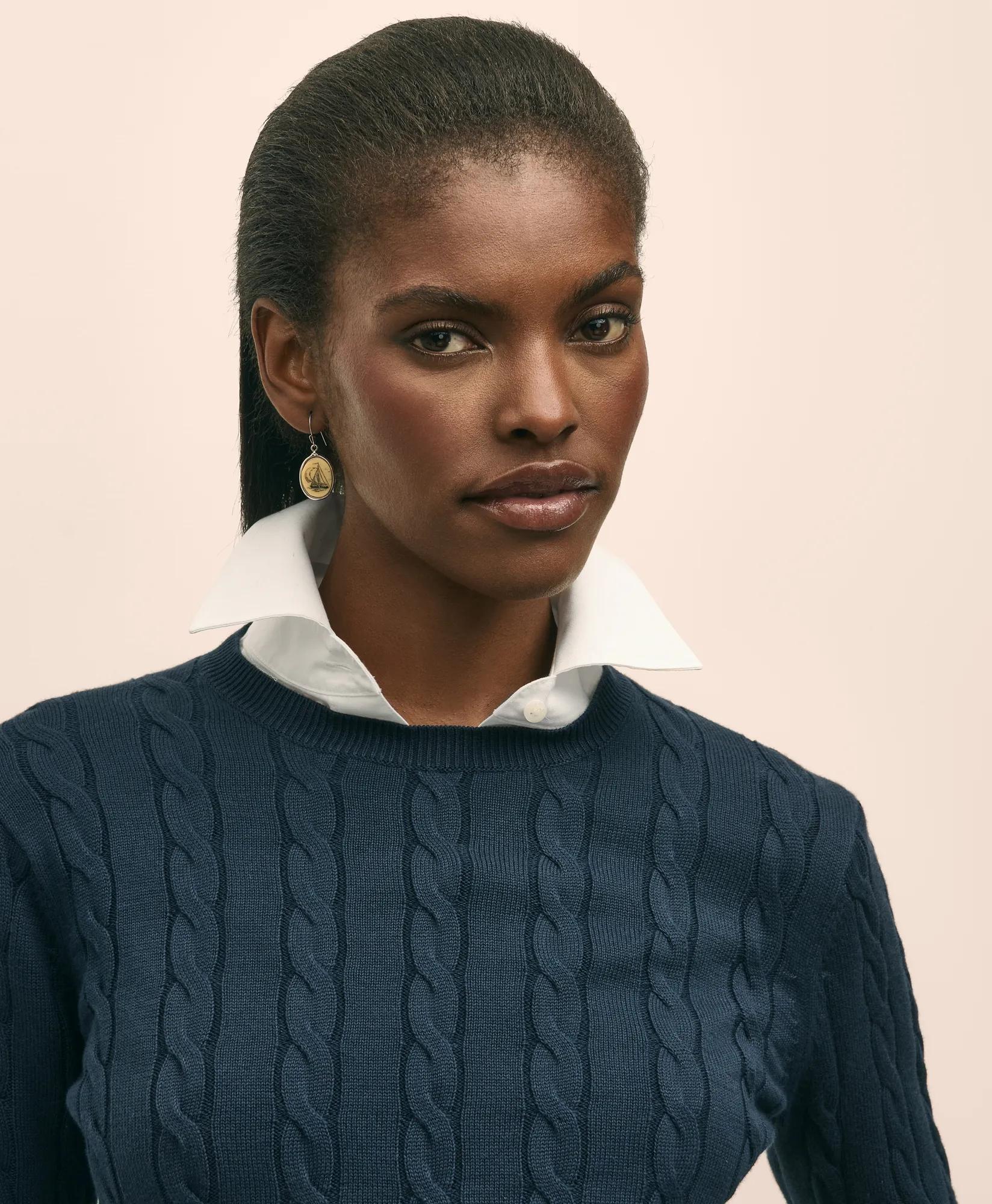 Supima Cotton Cable Crewneck Sweater