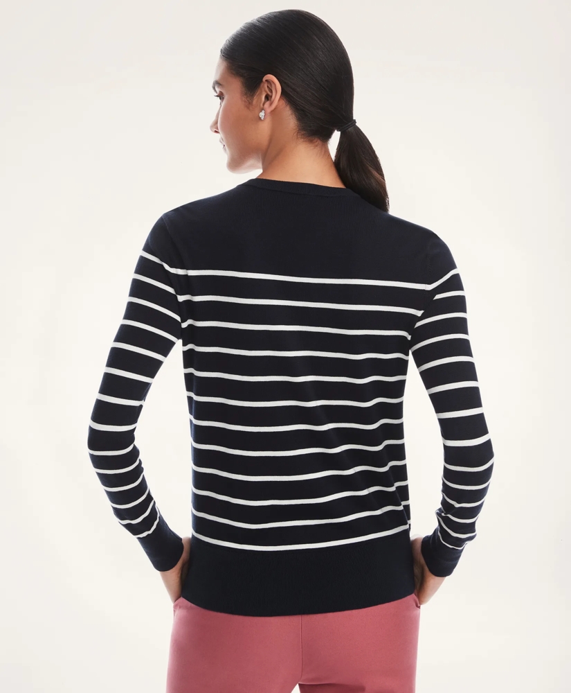 Silk-Cotton Nautical Stripe Sweater, image 4