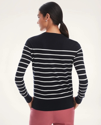 Silk-Cotton Nautical Stripe Sweater, image 4