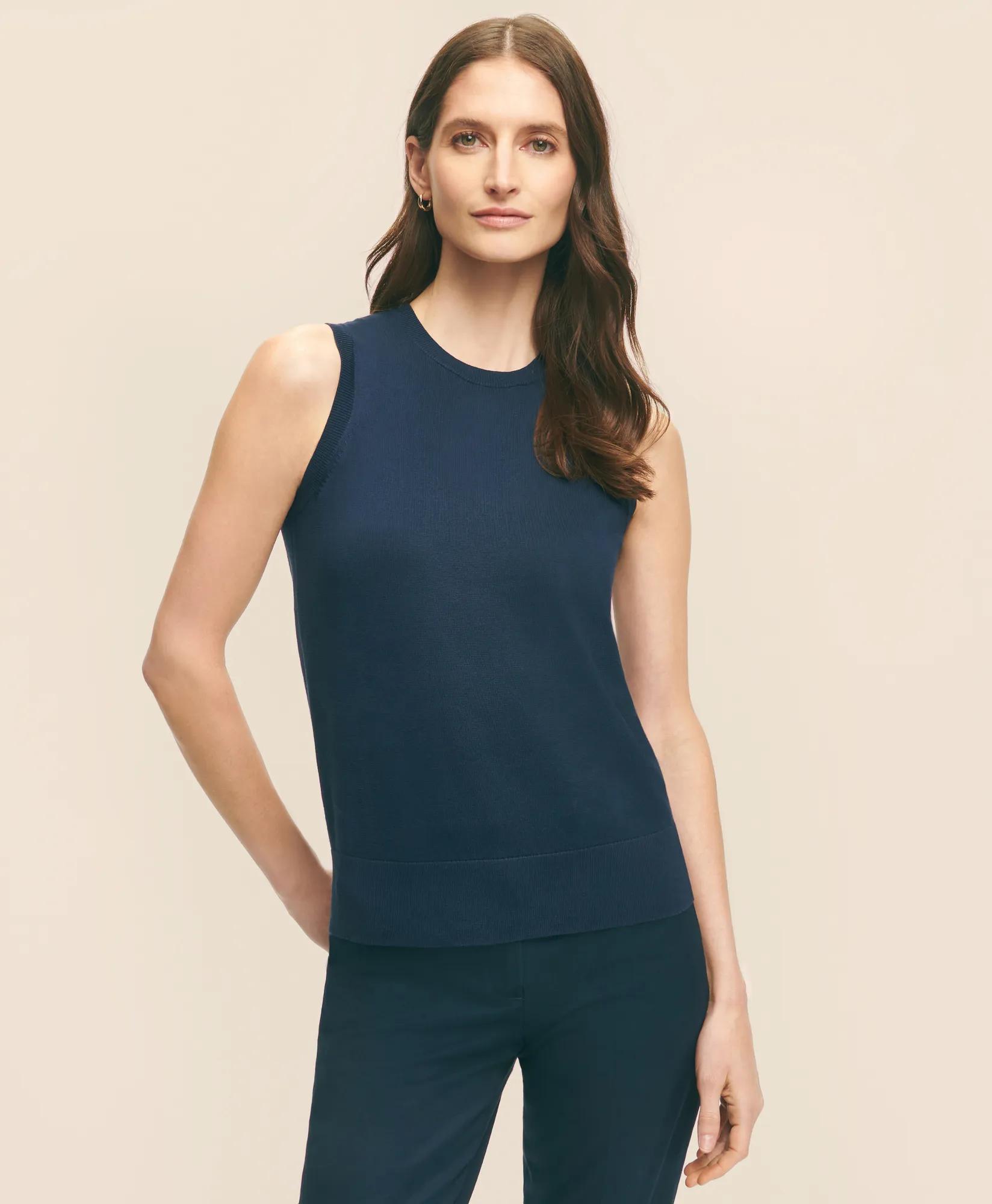 Twinset Shell in Supima Cotton Sweater - Navy