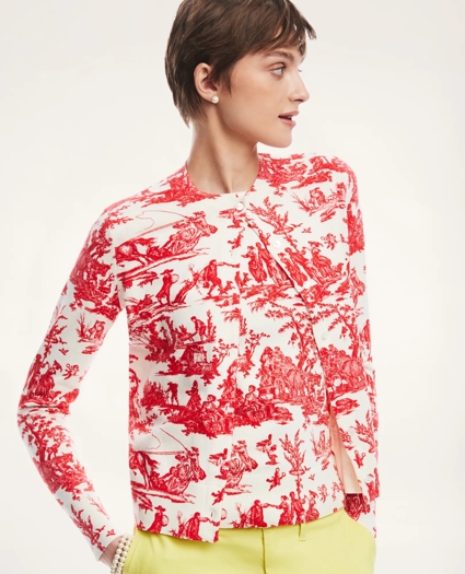 Cotton Toile Print Cardigan, image 1