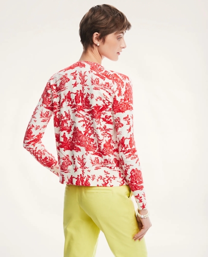 Cotton Toile Print Cardigan, image 3