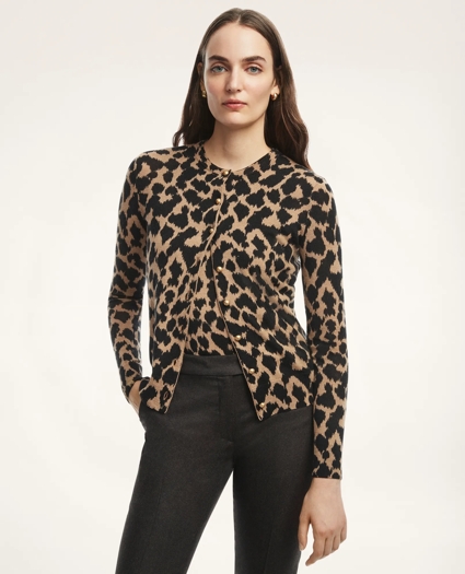 Merino Wool Animal Print Cardigan, image 1