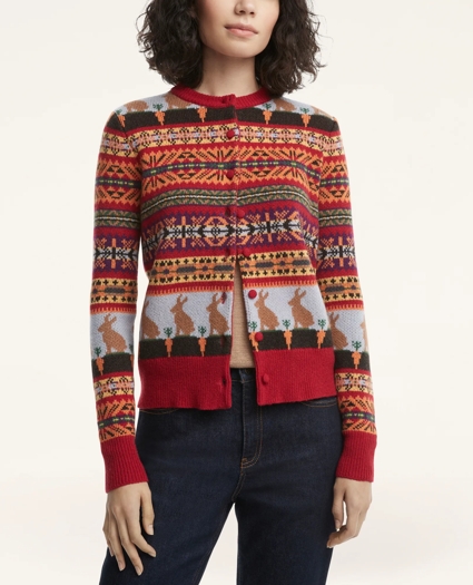 Women's Lunar New Year Merino Wool Blend Jacquard Cardigan, image 1